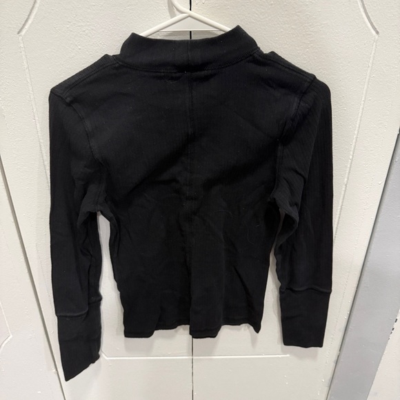 Free People Black Ribbed High Neck Long Sleeve - Picture 2 of 8